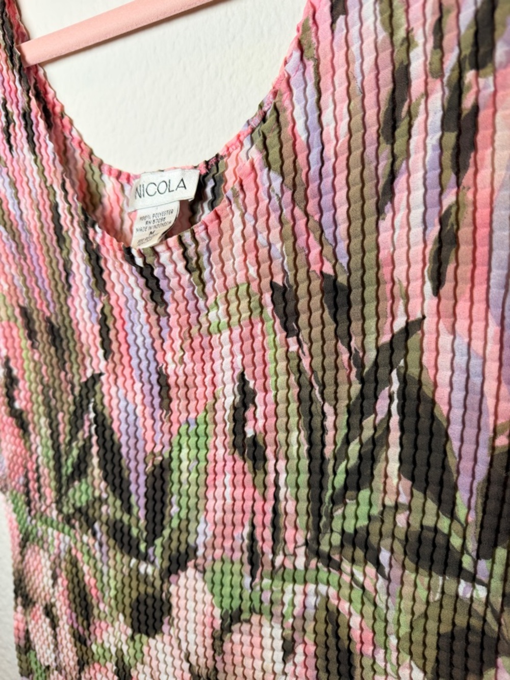 Fairycore Y2K Textured Floral Tank Top Nicola Pink Green Ethereal Garden Top‎ M - Picture 3 of 8